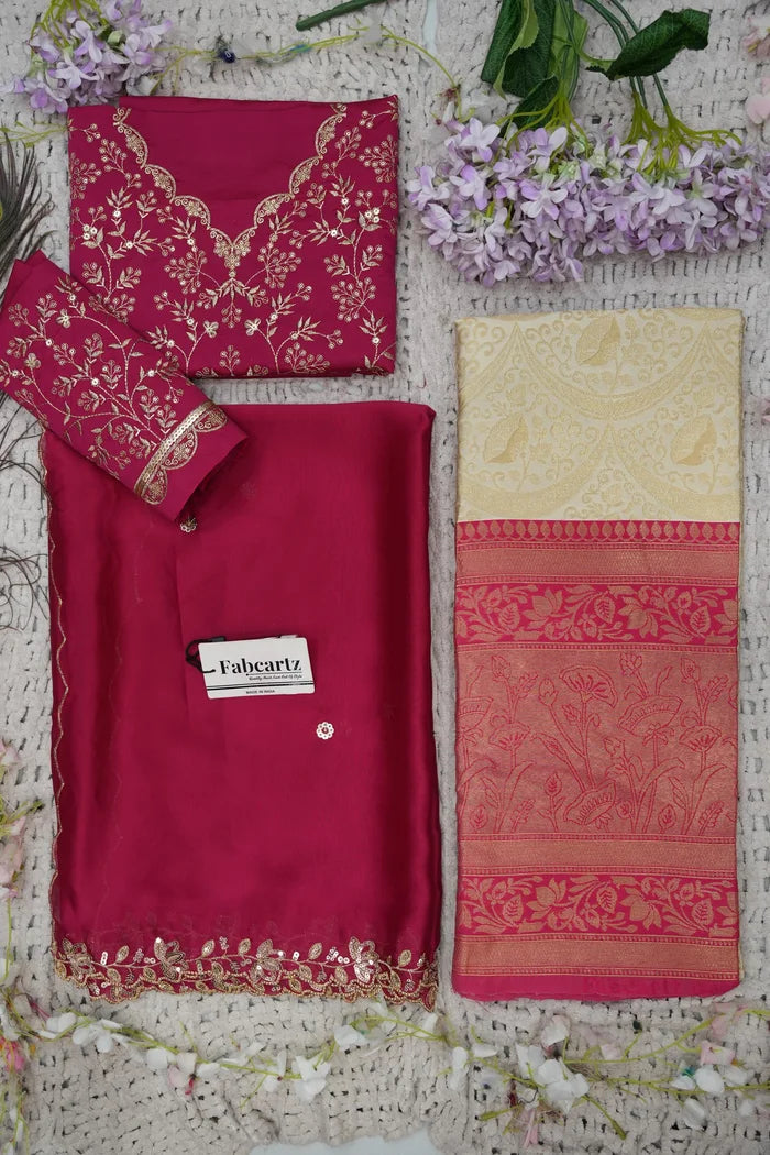 Beautiful South Indian Style Half Saree with Blouse and Dupatta for Women | Rudhira