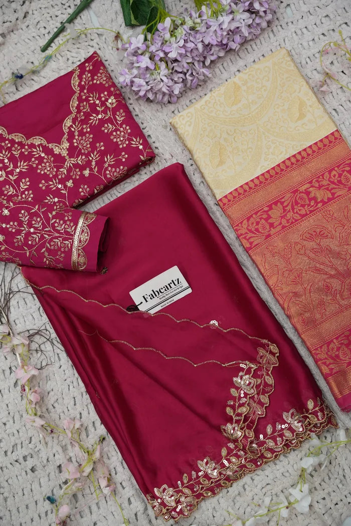 Beautiful South Indian Style Half Saree with Blouse and Dupatta for Women | Rudhira