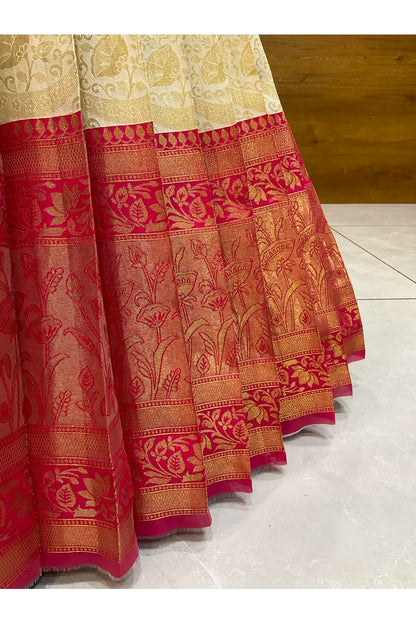 Beautiful South Indian Style Half Saree with Blouse and Dupatta for Women | Rudhira