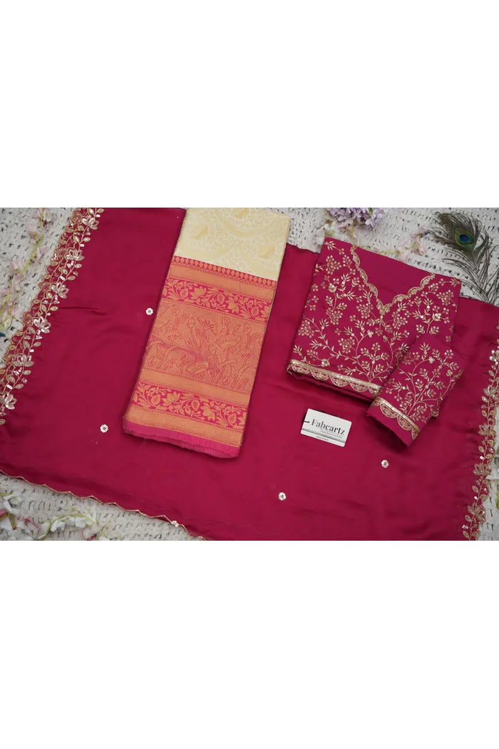 Beautiful South Indian Style Half Saree with Blouse and Dupatta for Women | Rudhira