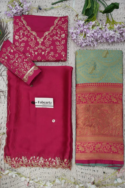 Beautiful South Indian Style Half Saree with Blouse and Dupatta for Women | Rudhira