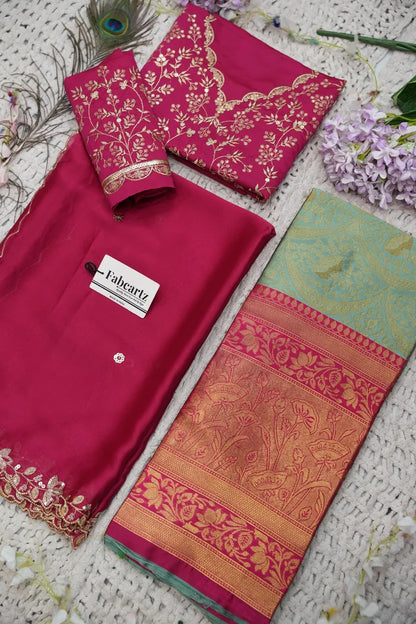 Beautiful South Indian Style Half Saree with Blouse and Dupatta for Women | Rudhira