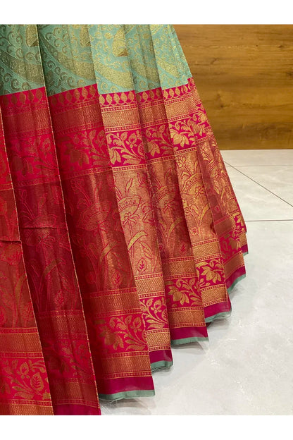 Beautiful South Indian Style Half Saree with Blouse and Dupatta for Women | Rudhira