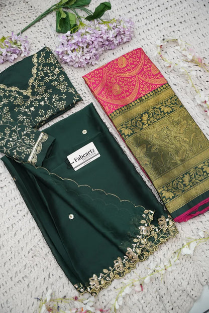 Beautiful South Indian Style Half Saree with Blouse and Dupatta for Women | Rudhira