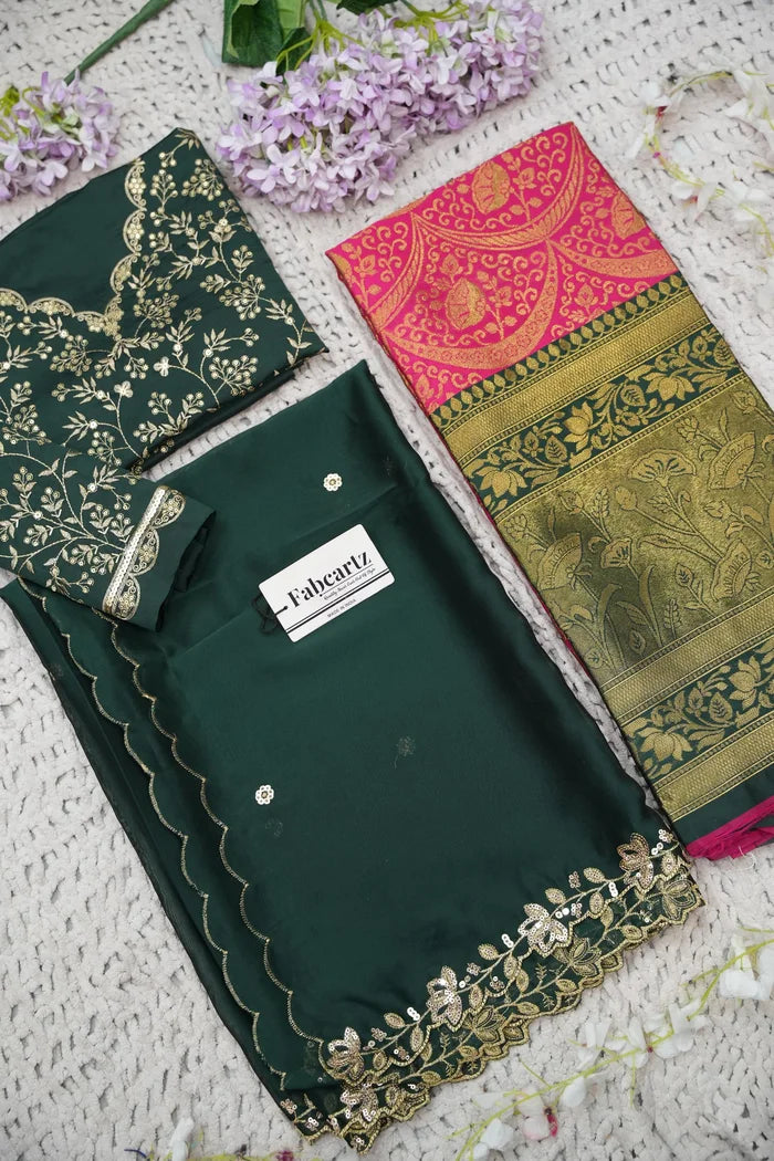 Beautiful South Indian Style Half Saree with Blouse and Dupatta for Women | Rudhira