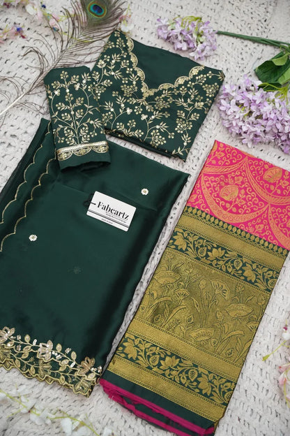Beautiful South Indian Style Half Saree with Blouse and Dupatta for Women | Rudhira