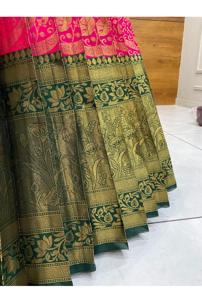 Beautiful South Indian Style Half Saree with Blouse and Dupatta for Women | Rudhira