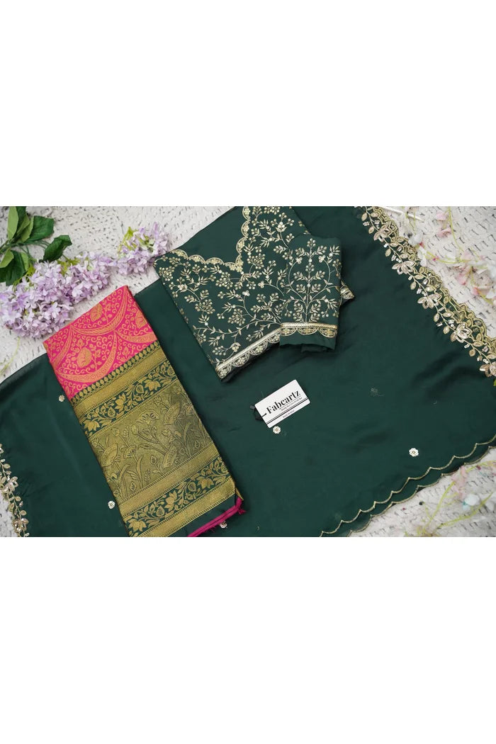 Beautiful South Indian Style Half Saree with Blouse and Dupatta for Women | Rudhira