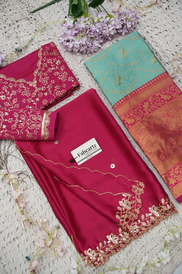 Beautiful South Indian Style Half Saree with Blouse and Dupatta for Women | Rudhira
