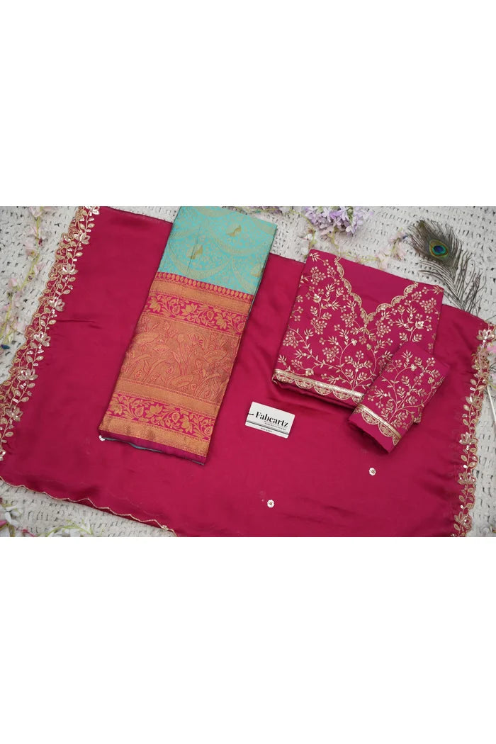 Beautiful South Indian Style Half Saree with Blouse and Dupatta for Women | Rudhira