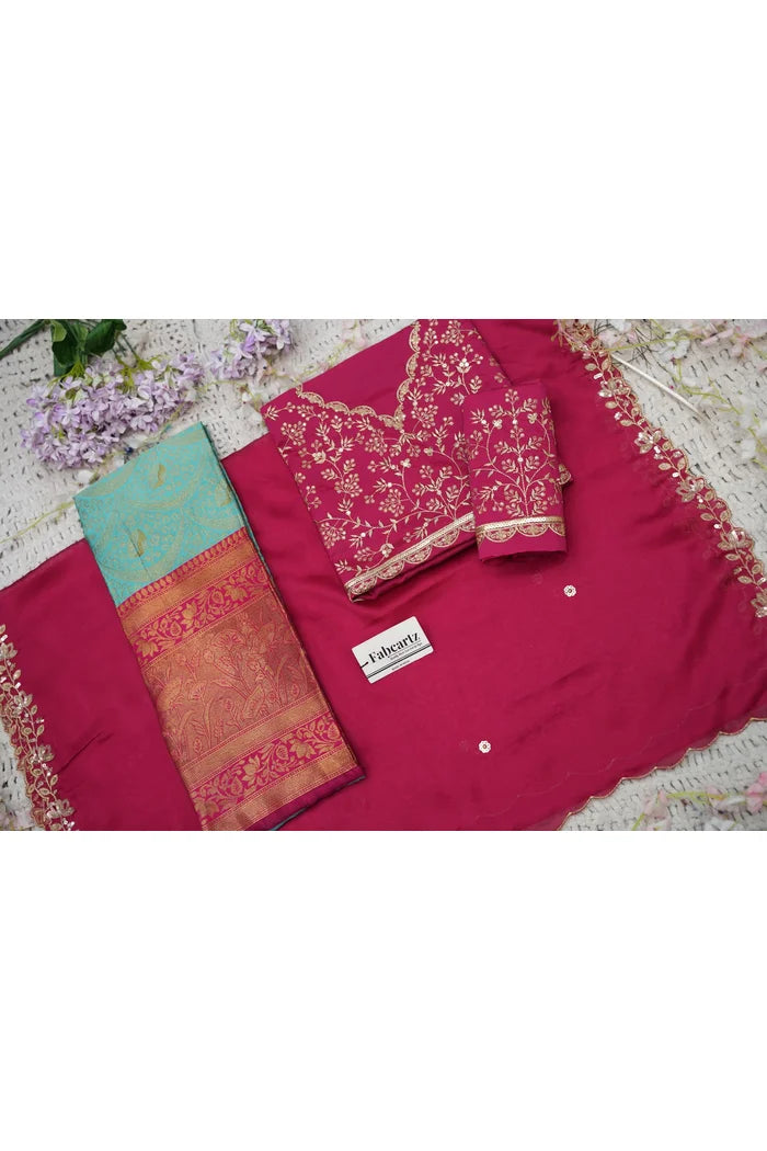 Beautiful South Indian Style Half Saree with Blouse and Dupatta for Women | Rudhira