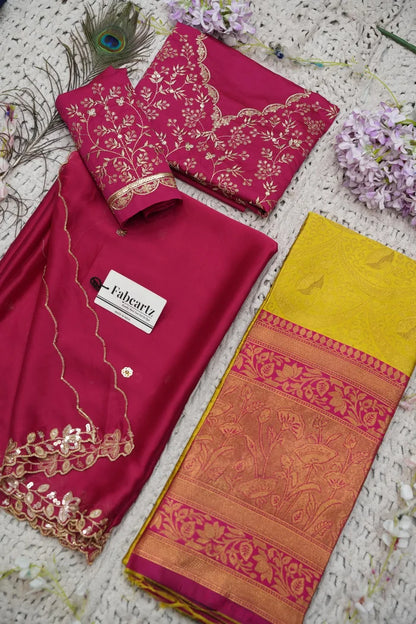 Beautiful South Indian Style Half Saree with Blouse and Dupatta for Women | Rudhira