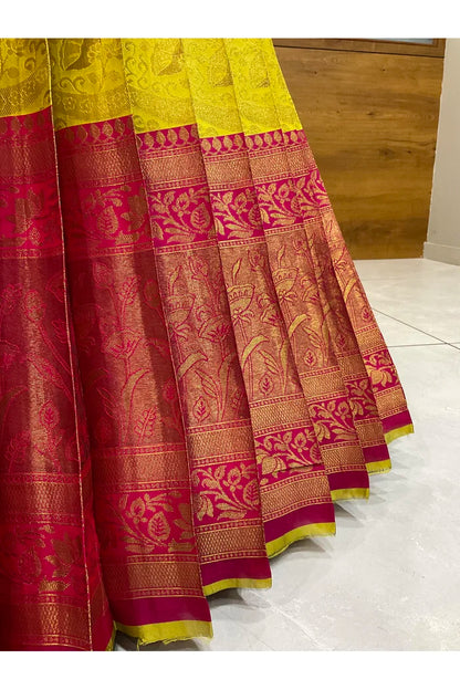Beautiful South Indian Style Half Saree with Blouse and Dupatta for Women | Rudhira