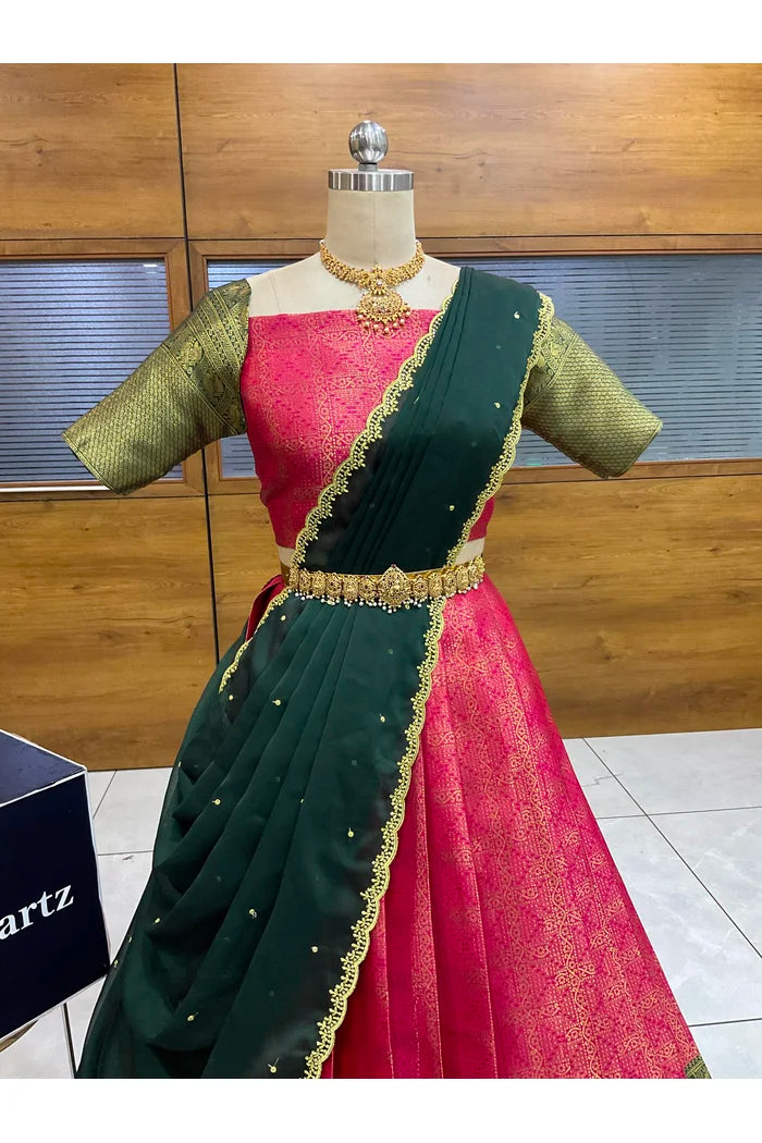 దక్షిణ భారత పండుగ సాంప్రదాయ హాఫ్ చీర (ఛవి) 