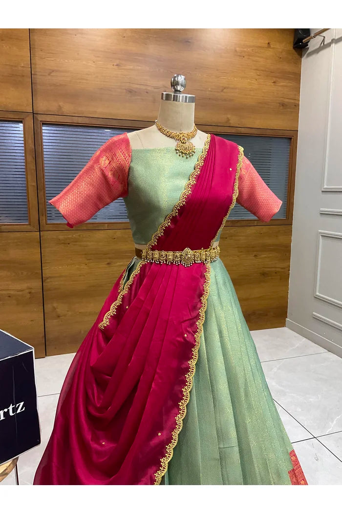 దక్షిణ భారత పండుగ సాంప్రదాయ హాఫ్ చీర (ఛవి) 