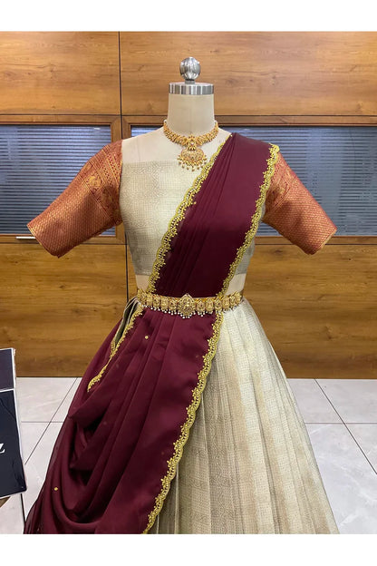 దక్షిణ భారత పండుగ సాంప్రదాయ హాఫ్ చీర (ఛవి) 