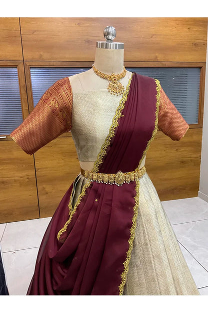 దక్షిణ భారత పండుగ సాంప్రదాయ హాఫ్ చీర (ఛవి) 