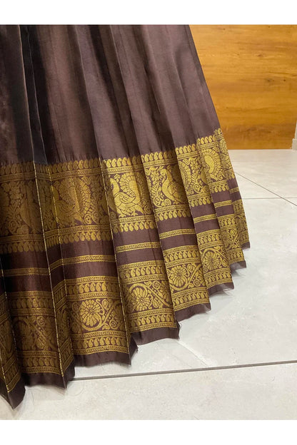 Beautiful South Indian Style Semi-Stitched Half Saree with Blouse and Dupatta for Women |  Swarna