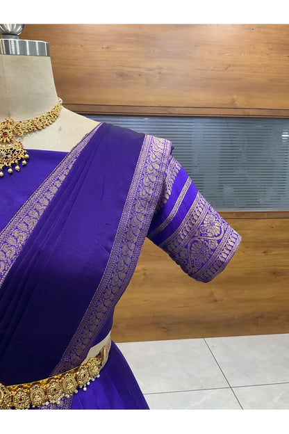 Beautiful South Indian Style Semi-Stitched Half Saree with Blouse and Dupatta for Women |  Swarna