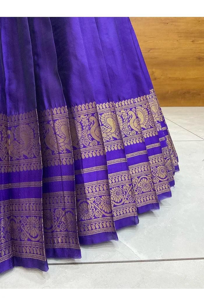 Beautiful South Indian Style Semi-Stitched Half Saree with Blouse and Dupatta for Women |  Swarna