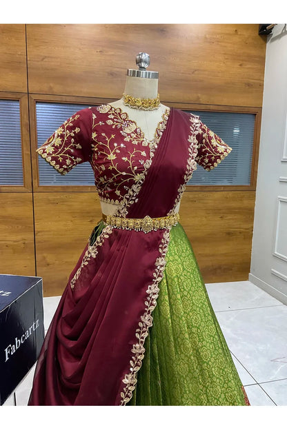 దక్షిణ భారత పండుగ సాంప్రదాయ హాఫ్ చీర (ఛవి) 