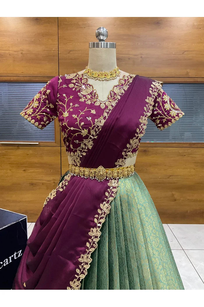 దక్షిణ భారత పండుగ సాంప్రదాయ హాఫ్ చీర (ఛవి) 