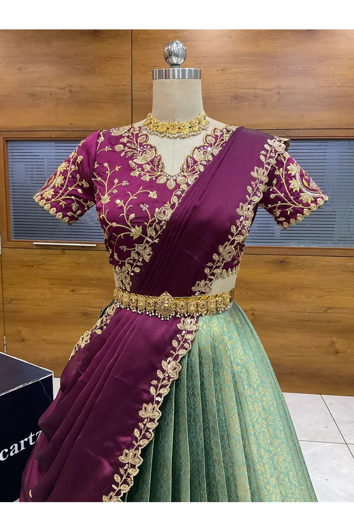 దక్షిణ భారత పండుగ సాంప్రదాయ హాఫ్ చీర (ఛవి) 