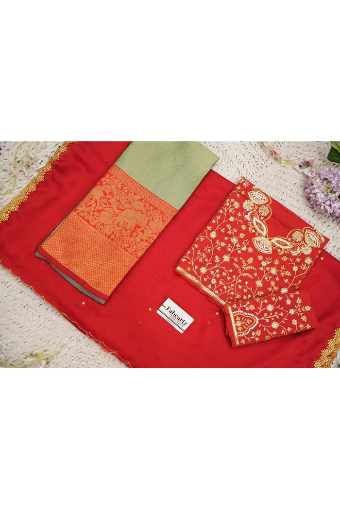 Beautiful South Indian Style Half Saree with Blouse and Dupatta for Women | Lajja