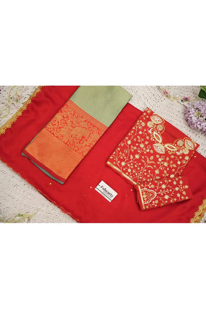 Beautiful South Indian Style Half Saree with Blouse and Dupatta for Women | Lajja