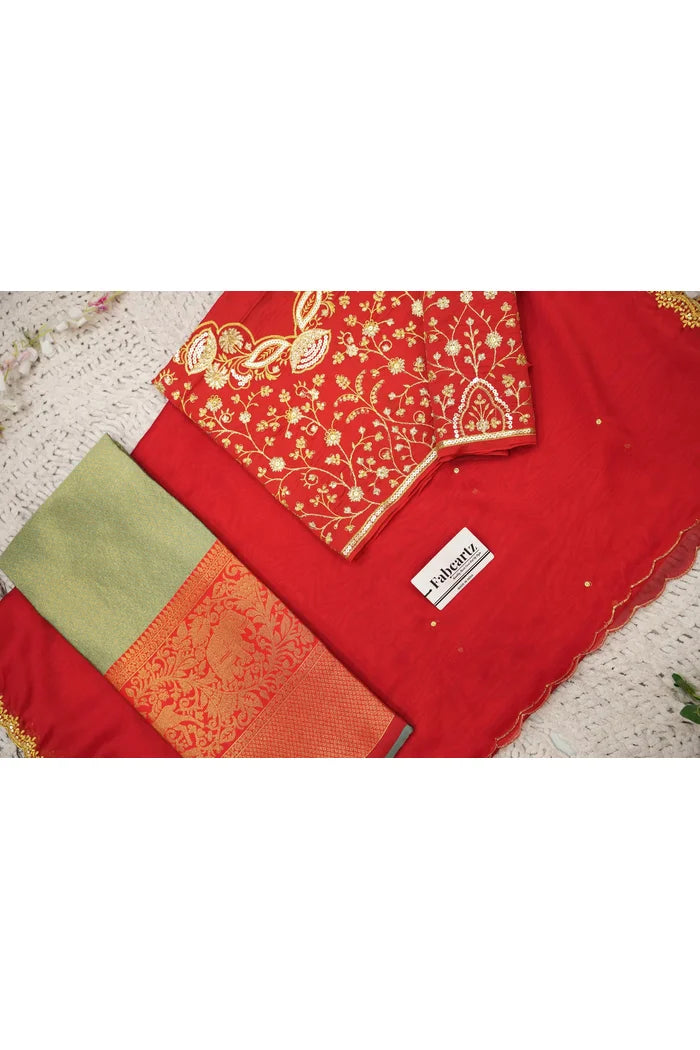 Beautiful South Indian Style Half Saree with Blouse and Dupatta for Women | Lajja