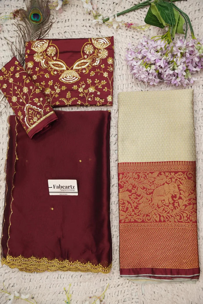 Beautiful South Indian Style Half Saree with Blouse and Dupatta for Women | Lajja