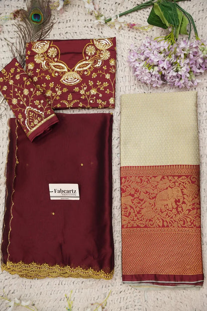 Beautiful South Indian Style Half Saree with Blouse and Dupatta for Women | Lajja