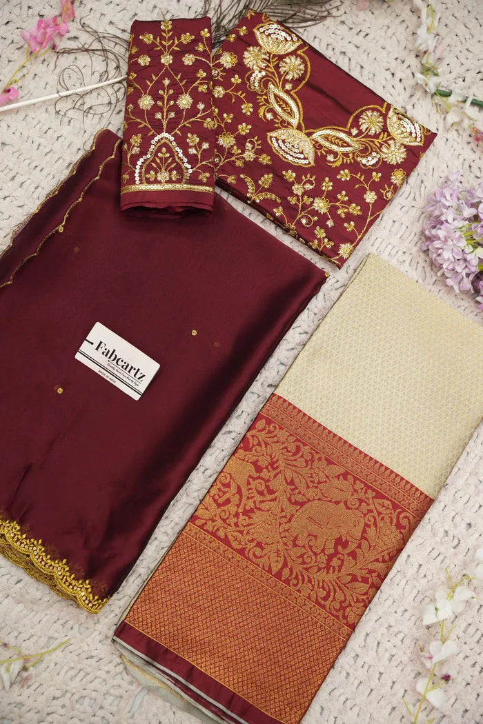 Beautiful South Indian Style Half Saree with Blouse and Dupatta for Women | Lajja