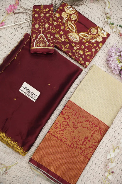 Beautiful South Indian Style Half Saree with Blouse and Dupatta for Women | Lajja