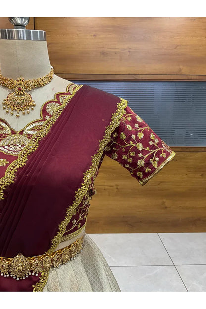 Beautiful South Indian Style Half Saree with Blouse and Dupatta for Women | Lajja