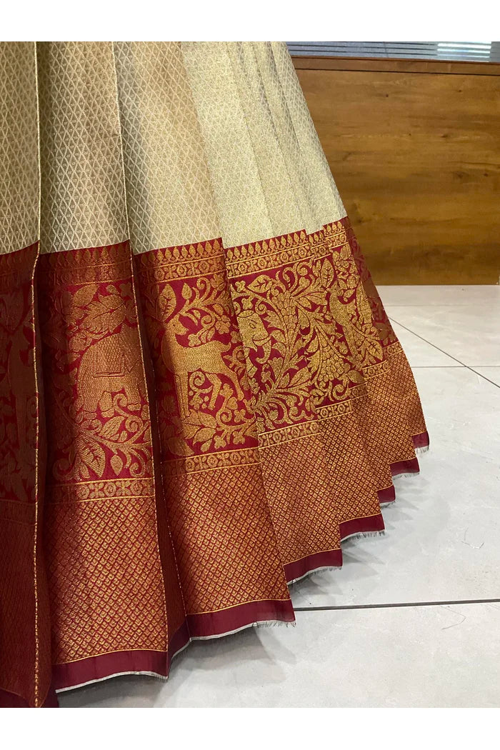 Beautiful South Indian Style Half Saree with Blouse and Dupatta for Women | Lajja
