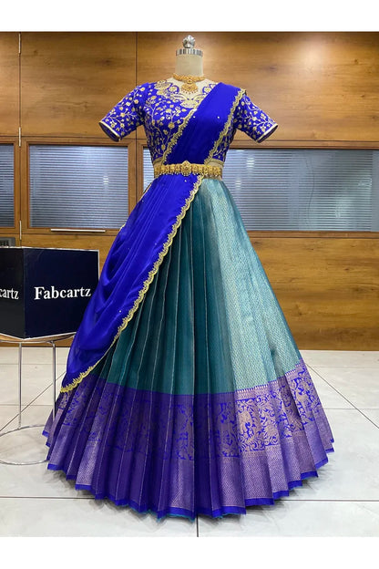 Beautiful South Indian Style Half Saree with Blouse and Dupatta for Women | Lajja