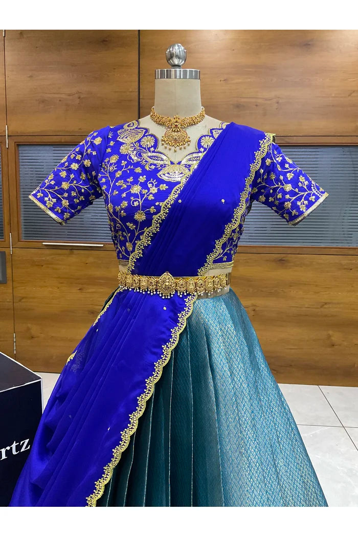 Beautiful South Indian Style Half Saree with Blouse and Dupatta for Women | Lajja