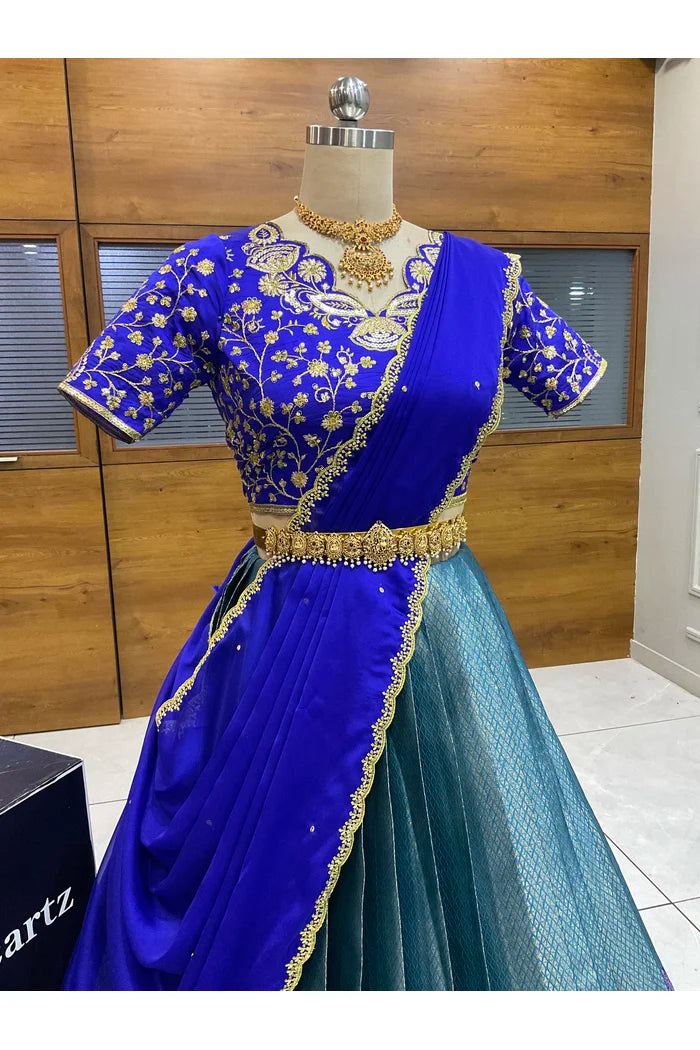 Beautiful South Indian Style Half Saree with Blouse and Dupatta for Women | Lajja