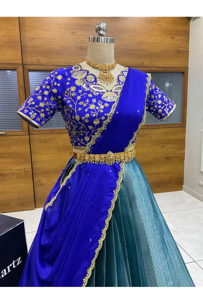 Beautiful South Indian Style Half Saree with Blouse and Dupatta for Women | Lajja
