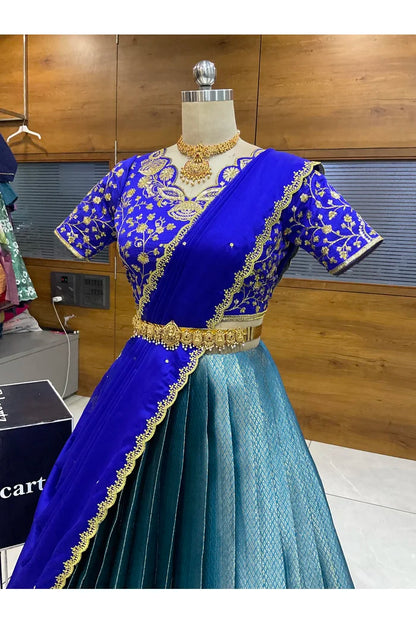 Beautiful South Indian Style Half Saree with Blouse and Dupatta for Women | Lajja