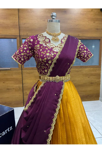 Beautiful South Indian Style Half Saree with Blouse and Dupatta for Women | Lajja