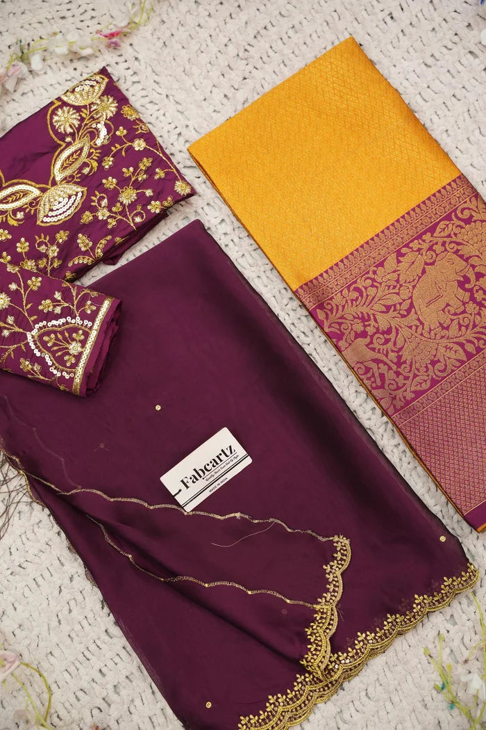 Beautiful South Indian Style Half Saree with Blouse and Dupatta for Women | Lajja