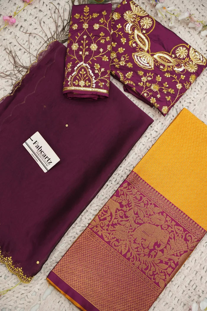 Beautiful South Indian Style Half Saree with Blouse and Dupatta for Women | Lajja