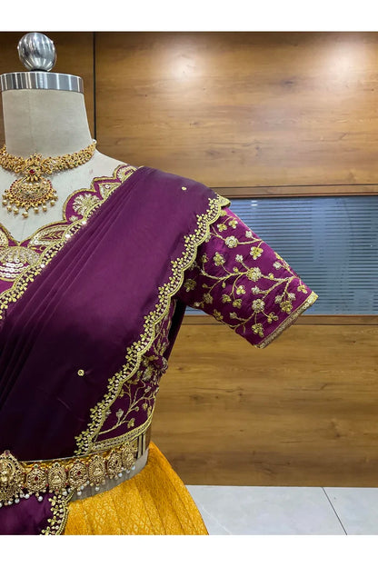 Beautiful South Indian Style Half Saree with Blouse and Dupatta for Women | Lajja