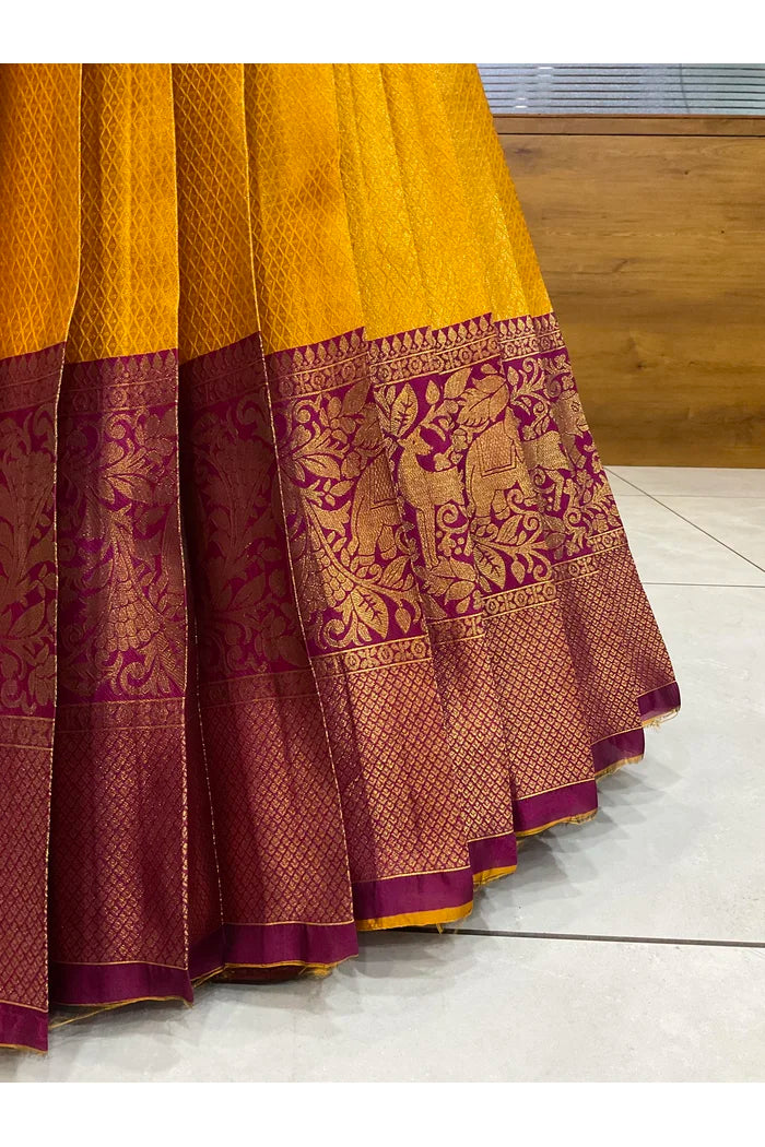 Beautiful South Indian Style Half Saree with Blouse and Dupatta for Women | Lajja