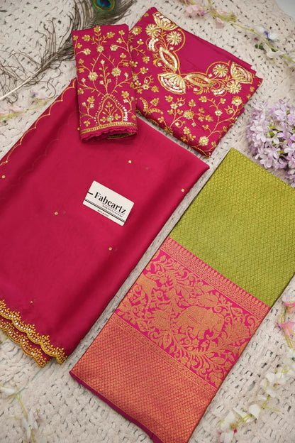 Beautiful South Indian Style Half Saree with Blouse and Dupatta for Women | Lajja