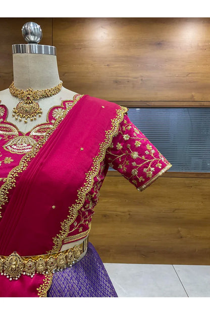 Beautiful South Indian Style Half Saree with Blouse and Dupatta for Women | Lajja