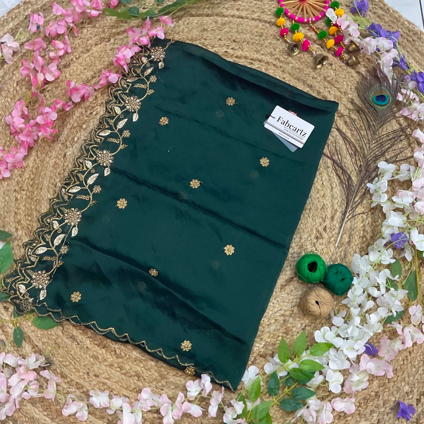 RangoliDup Beautiful Embroidery & Beads work Rangoli Dupatta for women | Only Dupatta