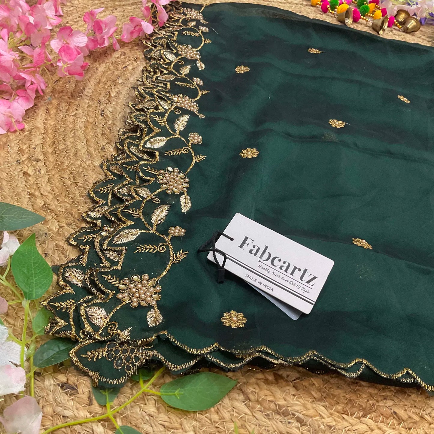 RangoliDup Beautiful Embroidery & Beads work Rangoli Dupatta for women | Only Dupatta